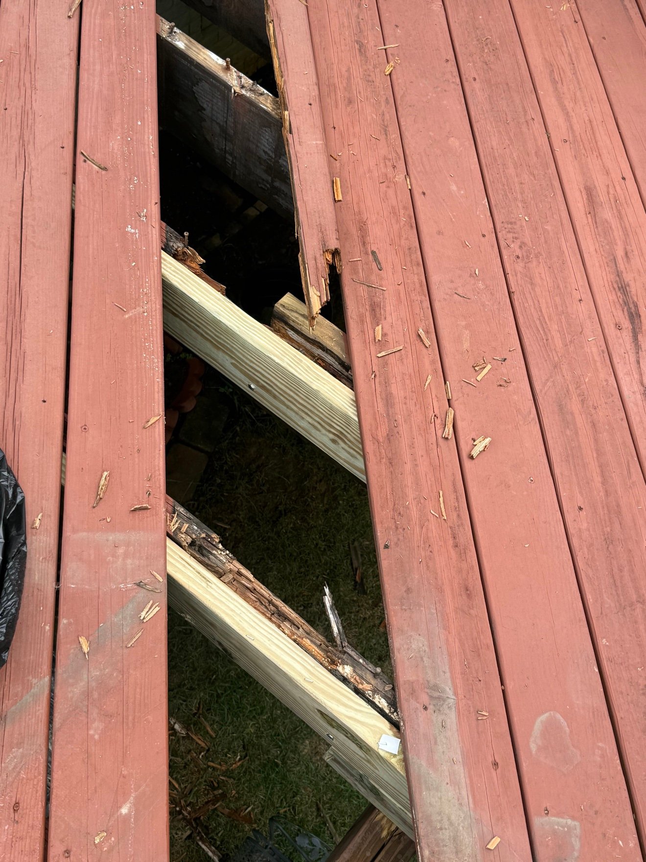 Deck reinforcement with new lumber