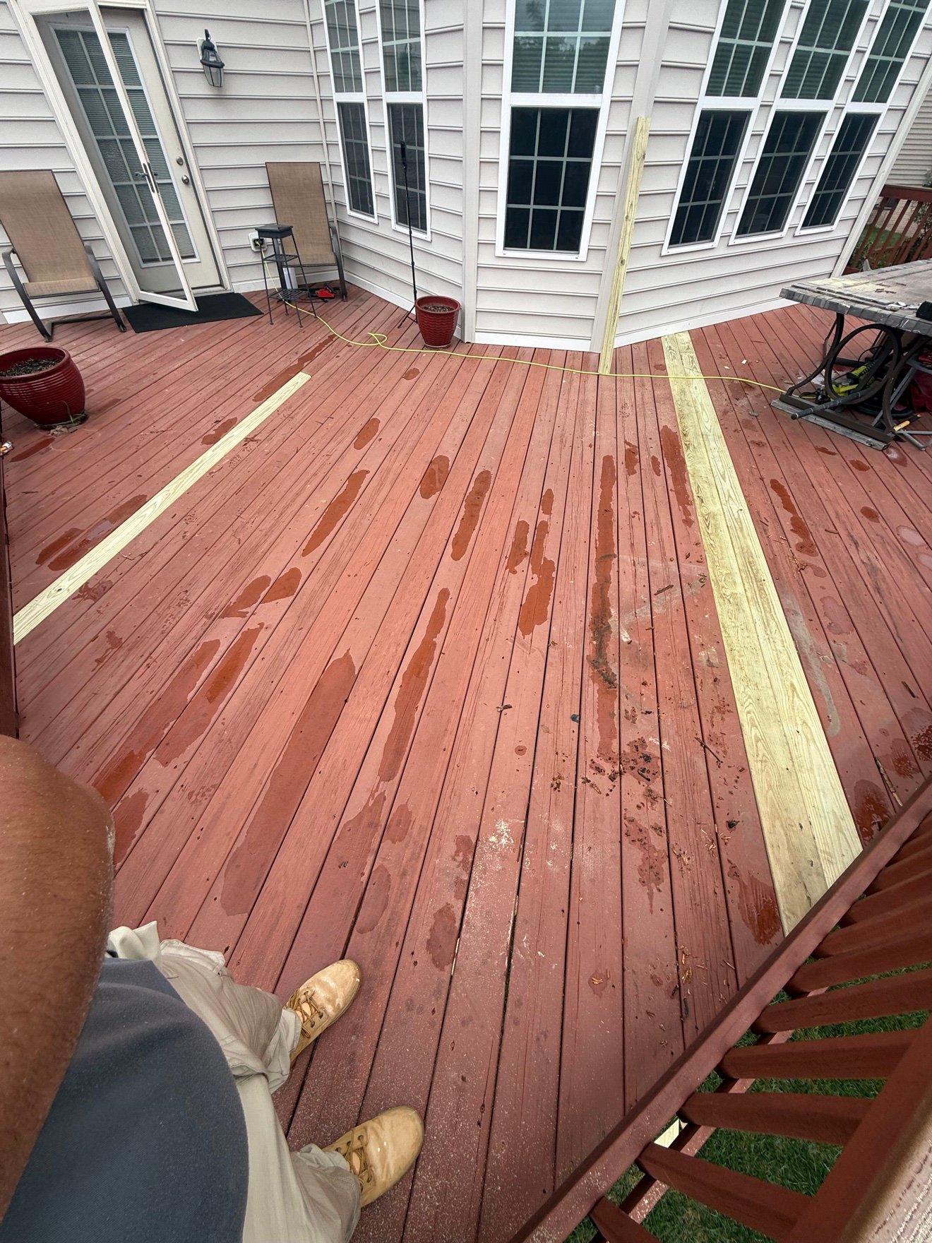 Repaired deck with new boards