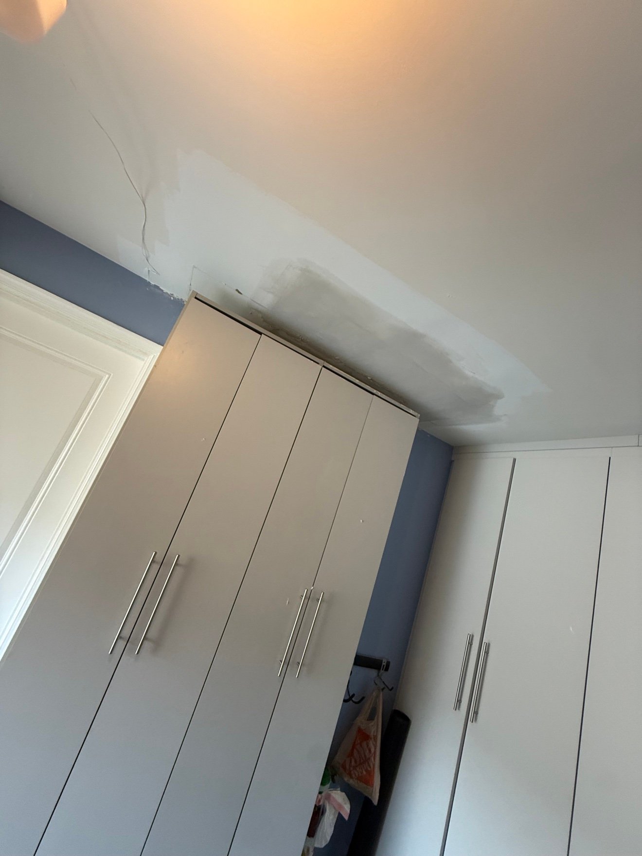 Ceiling drywall patch above wardrobes