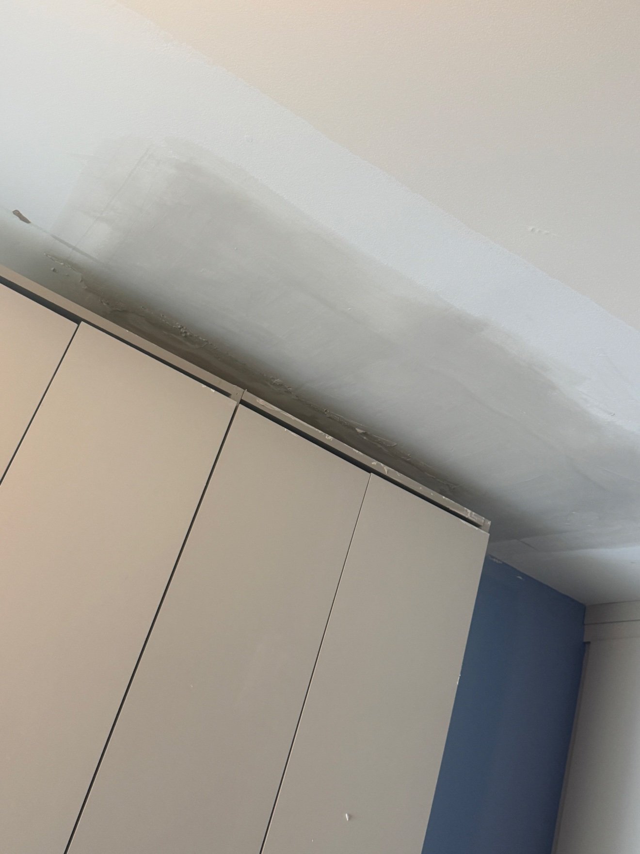 Ceiling patch sanded smooth, close-up