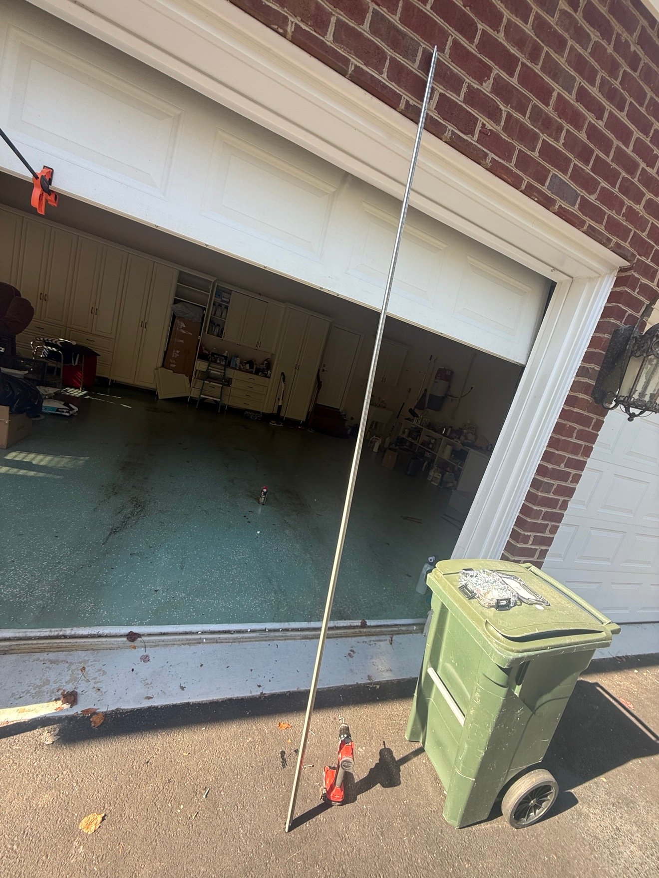 Garage door repair in progress