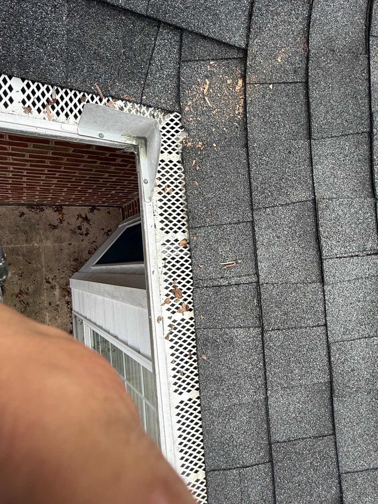 Installed gutter guard, top view