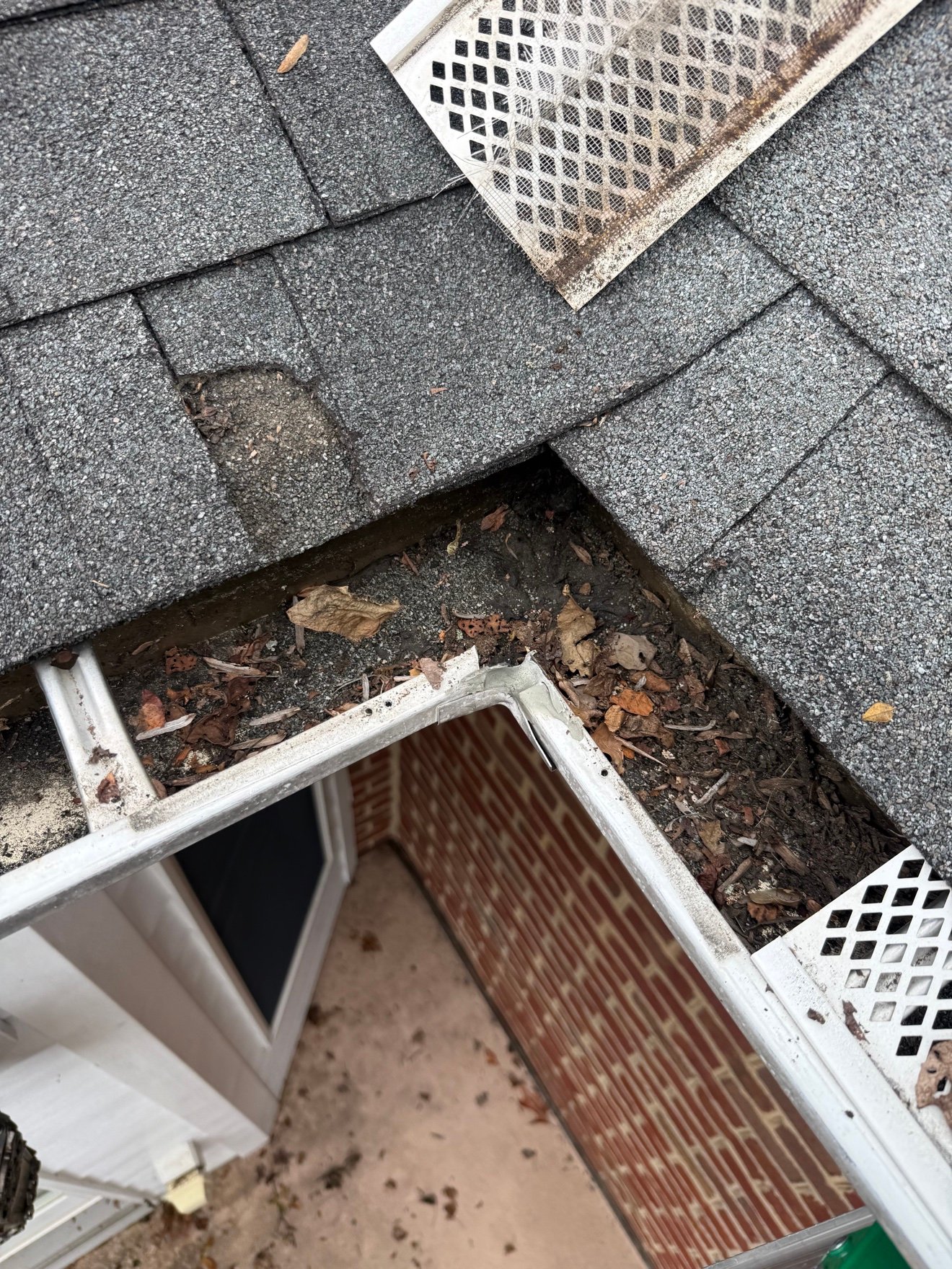 Gutter guard installed on corner