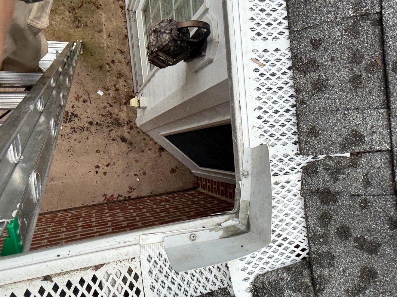 Gutter clogged with leaves and debris