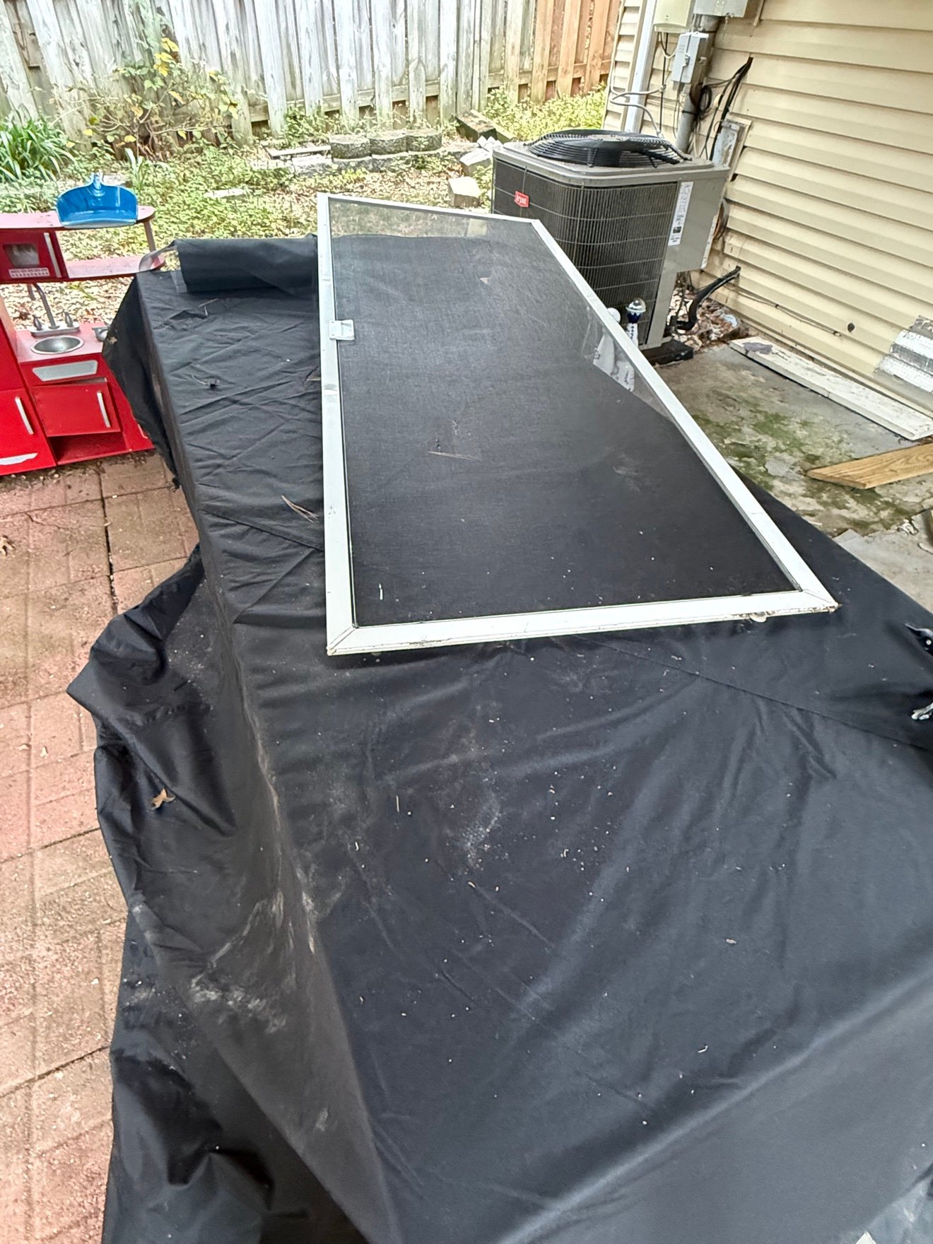 Window screen removed for repair
