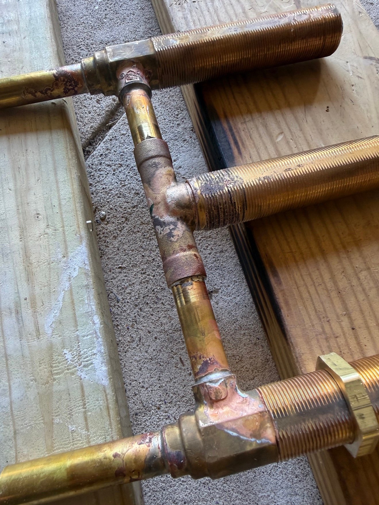 Old tub faucet parts removed