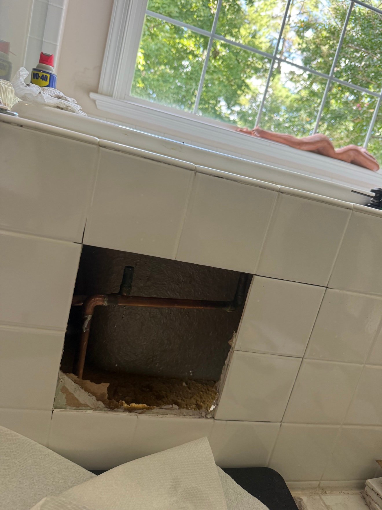 Tub faucet plumbing work in progress