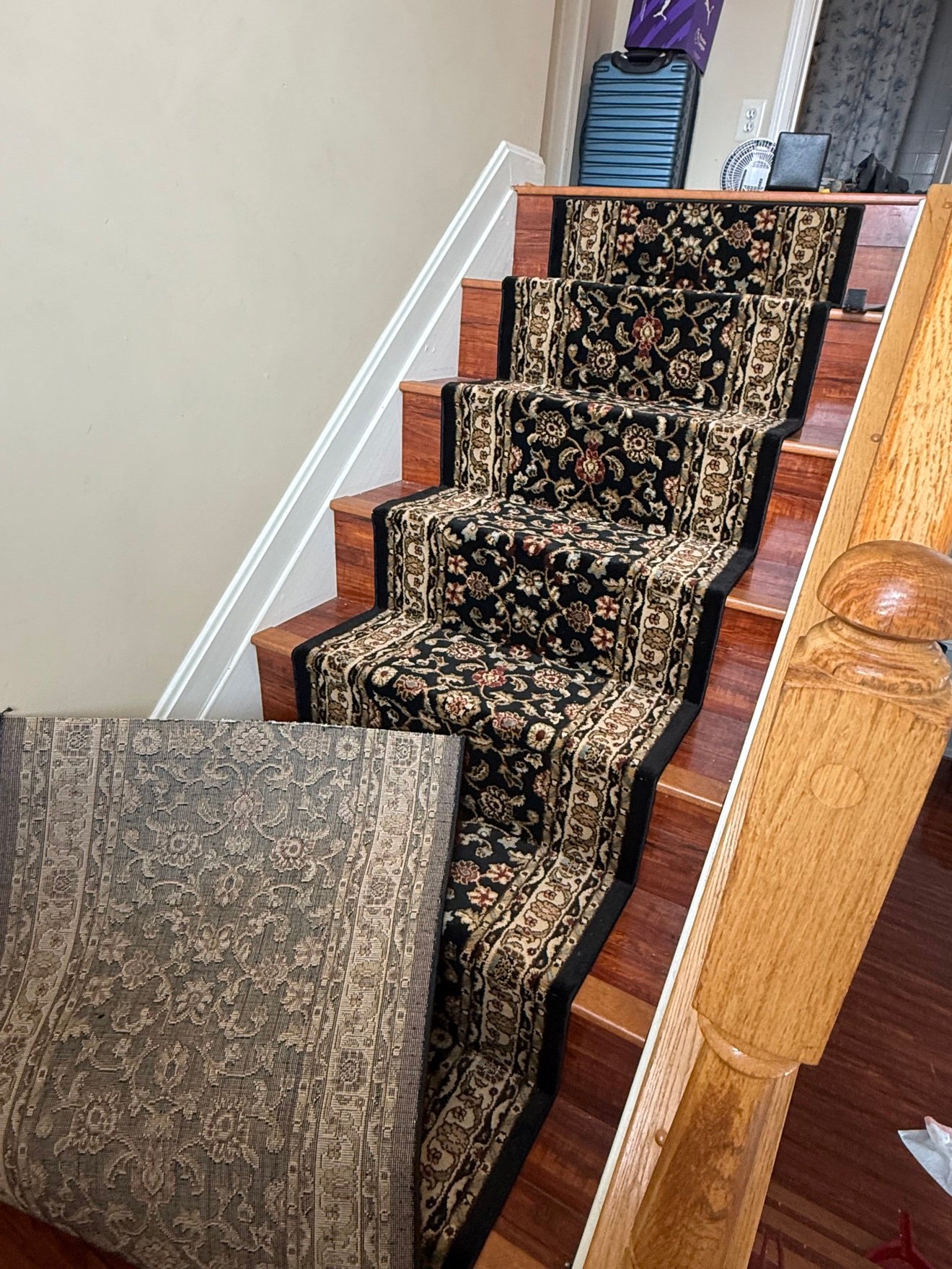 New stair runner being installed