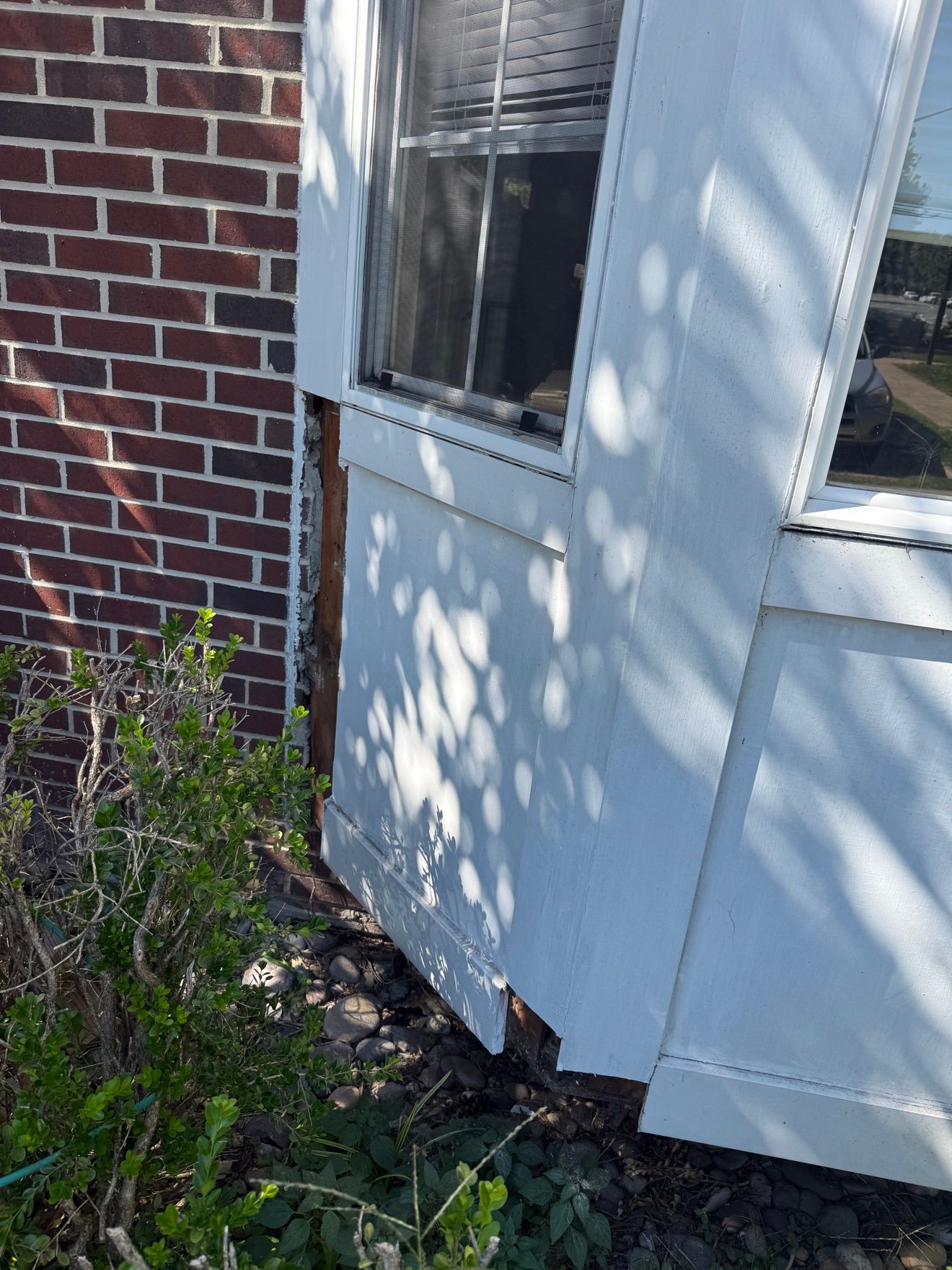 Damaged wood trim removed