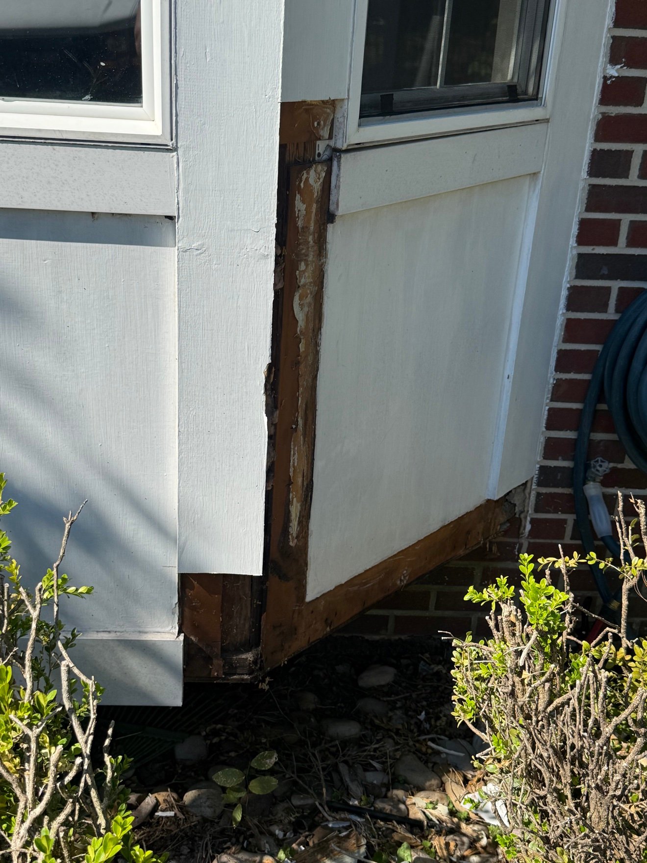 Wood rot damage exposed